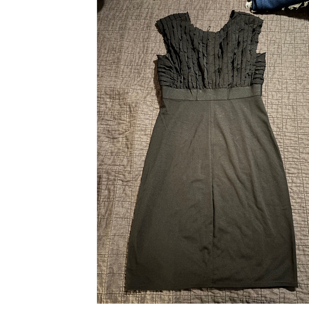Sophie Max Black Dress Sleeveless Ruffle Top Party‎ Cocktail Size M